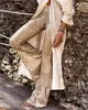 Spodnie damskie Capris 2022 nowa moda elegancka damska spodni błyszczącego wysokiej talii Dzwonek cekinów Pantins Samice Ostra dla kobiet T230303