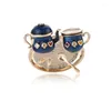 Brooches OI Special Enamel Double Teapot Cup Shape Women Suit Clothing Dress Accessories Hat Cafe Badge Hijab Scarf Buckle Pins