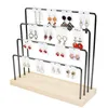 Jewelry Pouches 4-Tier Wooden Earrings Hanging Rack Organizer Showcase Holder Metal Display Stand