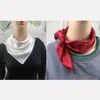 Kvinnor 100% Silk Scarf Square Cravat Neckerchief Hair Wraps Solid Colors White 53cm*53cm