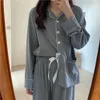 Vêtements de nuit pour femmes Pyjama ensemble femmes Style japonais Simple col rabattu vêtements de nuit basique prévalent collège dames décontracté confortable Ins BF est Femme 230303