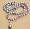 Choker Femme Classique Bijoux Collier 8mm Perle Ronde Gris Strass Pendentif Naturel SOUTH SEA SHELL PEARL 18 '' 45cm