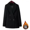 Ternos femininos Jaqueta feminina de lã preta feminina e algodão coreano Casual Casual All Match Slim Warm Coat ROPA MUJER