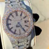 Luxury Gold Plated Iced Out Wrist 925 Sterling Sier VVS Moissanite Diamond Hip Hop Quartz Watch for Menlh59yjuc