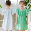 Girl Dresses 2023 Kids Girls Floral Children Cotton Clothes Summer Printing Dress Fashion Holiday Baby Clothing Sleeve