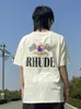 남성 여성 고품질 워시 가슴 포켓 Rhude 티 약간 오버 사이즈 탑 반팔 빈티지 Rhude 디자이너 티셔츠 셔츠 Z0303