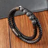 Charm Armbänder Klassische Männer Lederarmband Mode Handgemachte Doppelschicht Perlen Kombination Für Freund Schmuck Geschenk