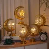 Dekorativa föremål Figurer Gold Ramadan Moon LED -lampdekoration för Home Metal Ramadan Kareem Lätt dekoration Eid Mubarak Muslim Eid 230303