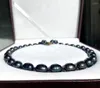 Chaînes prix spécial 12x15mm naturel cultivé noir goutte perle collier femmes mode perle bijoux