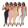 2023 Designer Sexy Spaghetti Straps Robes Vêtements d'été Femmes V Cou Side Split Robe Skinny Slim Crayon Robe Vacances Party Club Wear En Gros 9391