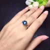 Küme halkaları doğal mavi topaz yüzüğü gerçek 925 sterling gümüş ince mücevher 8mm