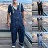 Men's Jeans Men Overalls Cargo Pants Autumn Loose Casual Solid Washed Mid Waist Multiple Pockets Clothing
