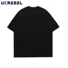 Men's T Shirts Skull Print Short Sleeve T-shirt Mens Hip Hop Letter Casual Cotton Tee Summer Loose Round Neck Half-Sleeve Top Men