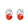 Stud Earrings ER-00130 Korean Fashion Crystal Jewlery Birthday Gift Red Luxury For Women Items With