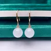 Dangle Earrings SHILOVEM 18k Yellow Gold Real Natural White Jasper Drop Classic Fine Jewelry Women Wedding Gift 10mm Myme10105524hby