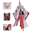 Anime kostuums genhin impact yae miko cosplay kom guuji yae fancy outfits guuji volledige set guuji yae jurk pruik hoofdendekten oren staartspak z0301