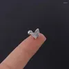 Stud Earrings 1 PCS Cute Small Copper Micro Pave CZ Butterfly Ear Cartilage Cuff Earring Simple Stainless Steel Bar Jewelry