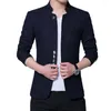 Ternos masculinos 2023 homens Moda Stand Collar Slim Fit Fit Chinese Alta qualidade Misture Jaqueta de terno / tendência casual masculino Blazer de lã Blazer Coat