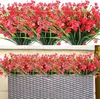 Fleurs décoratives 24 bouquets de plantes d'extérieur fleur artificielle Protection UV arbuste plastique vert pour intérieur et jardins