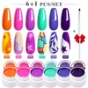 Kits de arte de uñas LILYCUTE 6 unids / set Conjunto de esmalte de gel Pincel Pintura colorida Vernis Semi Permanente Glitter UV