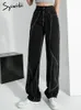 Jeans Femme Syiwidii Jeans Taille Haute pour Femme Noir Y2k Denim Pantalon Vintage Streetwear Xs Jeans Baggy Mode Pantalon Droit Femme 230303