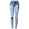 Jeans strappati da donna Jeans skinny con fori Slim Femme Jeans da donna Pantaloni patchwork elastici Vaqueros Mujer