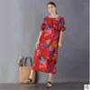 Casual Dresses Top Brand Butterfly Summer Flower Cotton And Linen Loose Dress High Quality