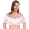 T-shirts pour femmes dames femme classique bavarois Oktoberfest Costume haut allemand Dirndl Blouse Beerfest bière fille Wrap Crop hauts