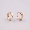 Hoop Earrings Real Pure 18K Rose Gold Simple Glossy Circle Men Woman Gift 2g