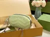 Marmont Small Shoulder Bag on Gold Chain Strap 443497 Sage Green Leather Crossbody Handbag Embroidery Satchel Bags Quilted Tote Bag Mini Cell Phone