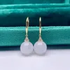 Dangle Earrings SHILOVEM 18k Yellow Gold Real Natural White Jasper Drop Classic Fine Jewelry Women Wedding Gift 10mm Myme10105524hby