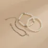 Strand 3pcs Fahsion Cristal Imitation Perle Perle Chaîne Bracelets Pour Femmes Multi-Couche Large Ensemble Bracelet Bijoux De Noce
