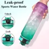 Water Bottles YCONTIME 1000ML Sports Water Bottle With Bounce Cover Time Scale Frosted Leak-Proof Tritan Plastic BPA Free For Outdoor Fitness 230303
