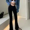 Jeans femme Vintage Y2k Denim femmes décontracté taille moyenne noir mince jambe large pantalon à lacets pantalon automne 2023