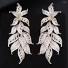 Dangle Earrings Brand European Style Feather Leaf Pendant Earring Enthusiasm Jewelery For Women Fashion Wedding Bijoux Gift Christmas