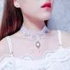 CARKER JOUVAL Vintage Lace White Gothic Colar Women With Simulation Pearl Chocker Party Christmas Jewelry N1914