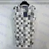 Femmes Plaid réservoirs robes Jacquard gilets tricotés jupe mode longue robe pull deux couleurs