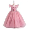 Girl Dresses Girls Princess Dress Pearl Flower Decoratie Host Performance Bruiloft Kinderen Bright Film Party Lang