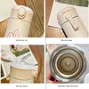 Water Bottles 460ml Cartoon Stainless Steel Vacuum Flask With Straw Portable Cute Thermos Mug Travel Thermal Water Bottle Tumbler Thermocup 230303