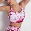 Yoga Outfit Tie Dye Sports Bras Women Vest Underwear Bralette Seamless Top For Women's Running High Impact Push Up Training With Pad