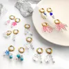 Hoop Earrings & Huggie FEEL Y2K Colorful Crystal Beads Flower Pearl For Women Stainless Steel Round Circle Fashion JewelryHoop