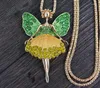 Pendant Necklaces TianBo Statement Enamel Crystal Dance BALLET Girl Fairy Angel Necklace Long Chain 2023 Fashion Jewelry Women