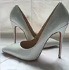 2024 Luxurys Femmes Chaussures Talons Hauts Rouge Brillant Bas Bout Pointu Sexy 8cm 10cm 12cm Pompes Robe De Mariée Chaussures Nude Noir Brillant Avec Sac À Poussière 35-44