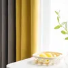 Vorhang nordische gelbe Leinenvorhänge für Wohnzimmer, Schlafzimmer, Fenster, grau, fertig konfektioniert