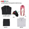 Anime kostuums animecc kettingzaag man makima cosplay komen zwart trench shirt tie pants makima pruik long licht rood vlecht mannen vrouwen passen uniform z0301