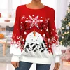 Women's Blouses Chic Lady Christmas Top Long Sleeves Warm Soft Snowflake Pattern Xmas Sweatshirt