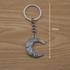 Keychains 12st Norse Viking Pagan Wicca Raven Keychain Crescent Moon Witch Jewlry