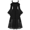 Casual Dresses Women Vintage Off Shoulder Dress Cosplay Vestidos Long Sleeved Lace Up Bandage Female Gothic Party