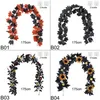 Dekorativa blommor 175 cm Simulering Halloween Maple Vine Rose Berry Sunflower Pumpkin Ivy Artificial Family Harvest Hanging Decoration