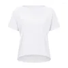 Actieve shirts vrouwen losse fit high low t shirt sport stromende tee tee short mouw vocht wicking atletische zoom tuniek top